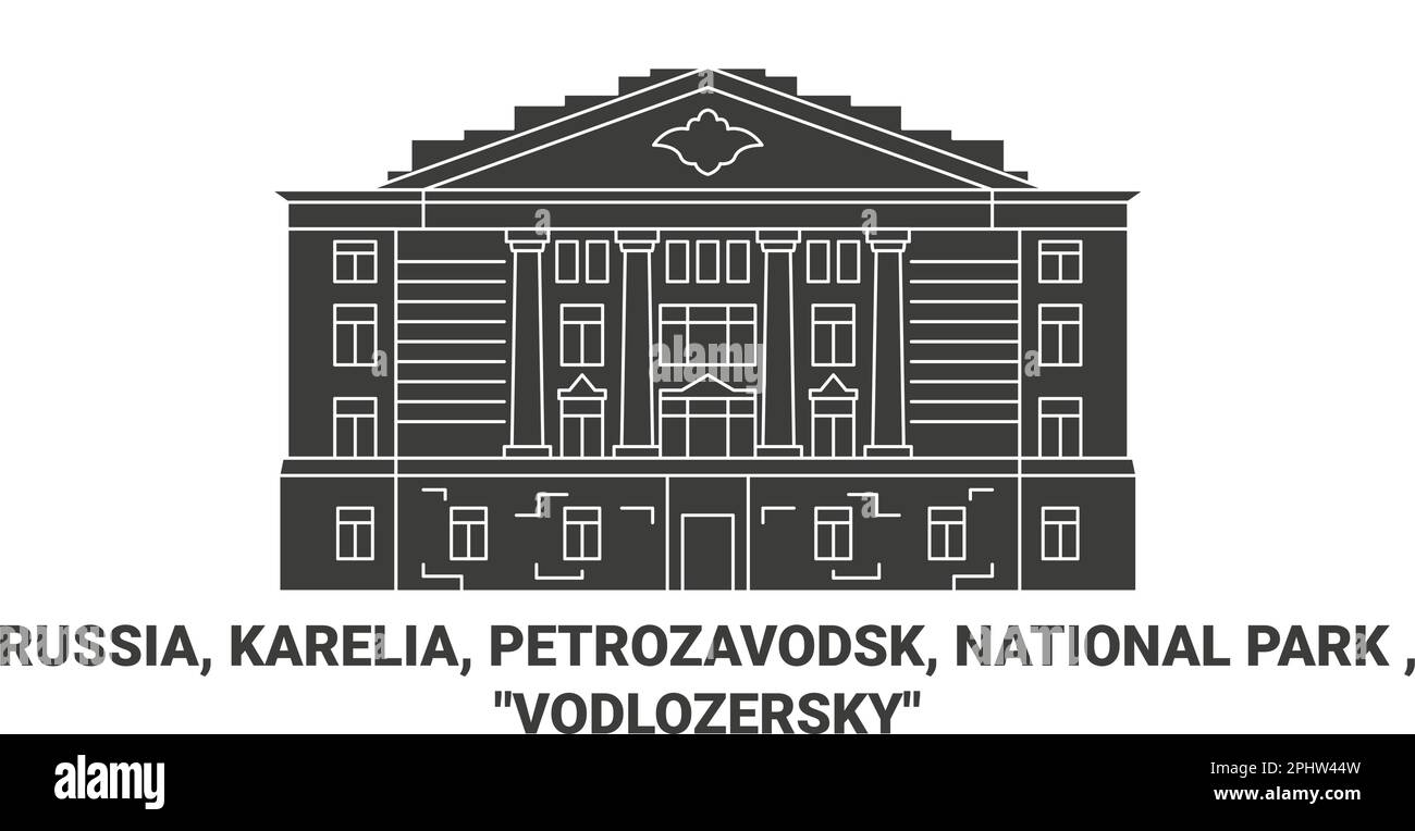Russia, Karelia, Petrozavodsk, National Park , Vodlozersky travel landmark vector illustration Stock Vector