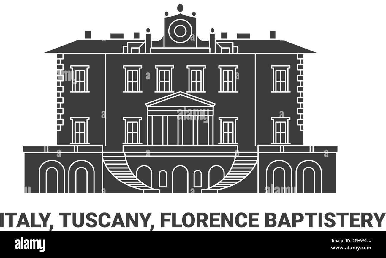 Italy, Tuscany, Florence Baptistery, travel landmark vector illustration Stock Vector
