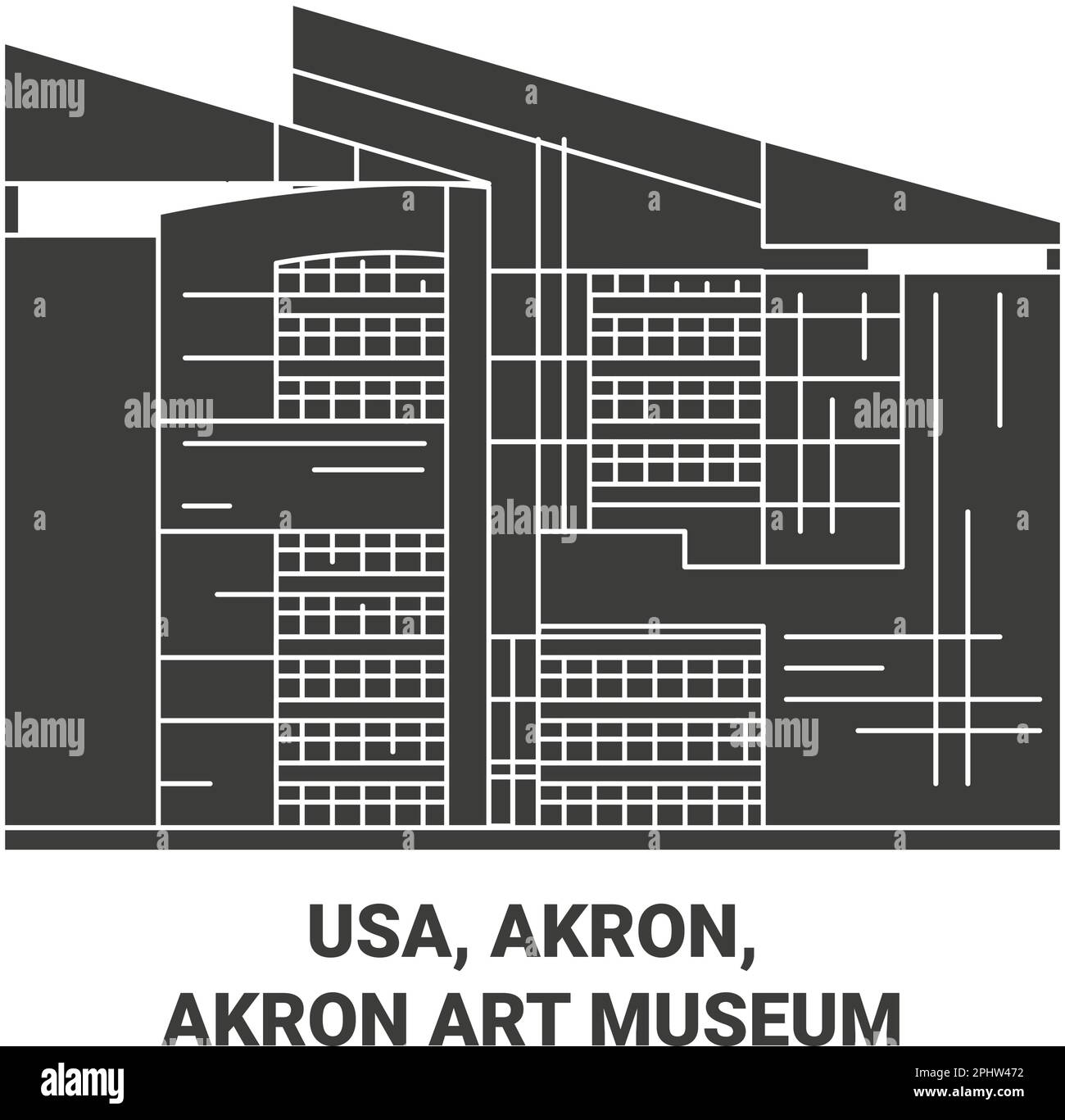 Usa, Akron, Akron Art Museum travel landmark vector illustration Stock Vector