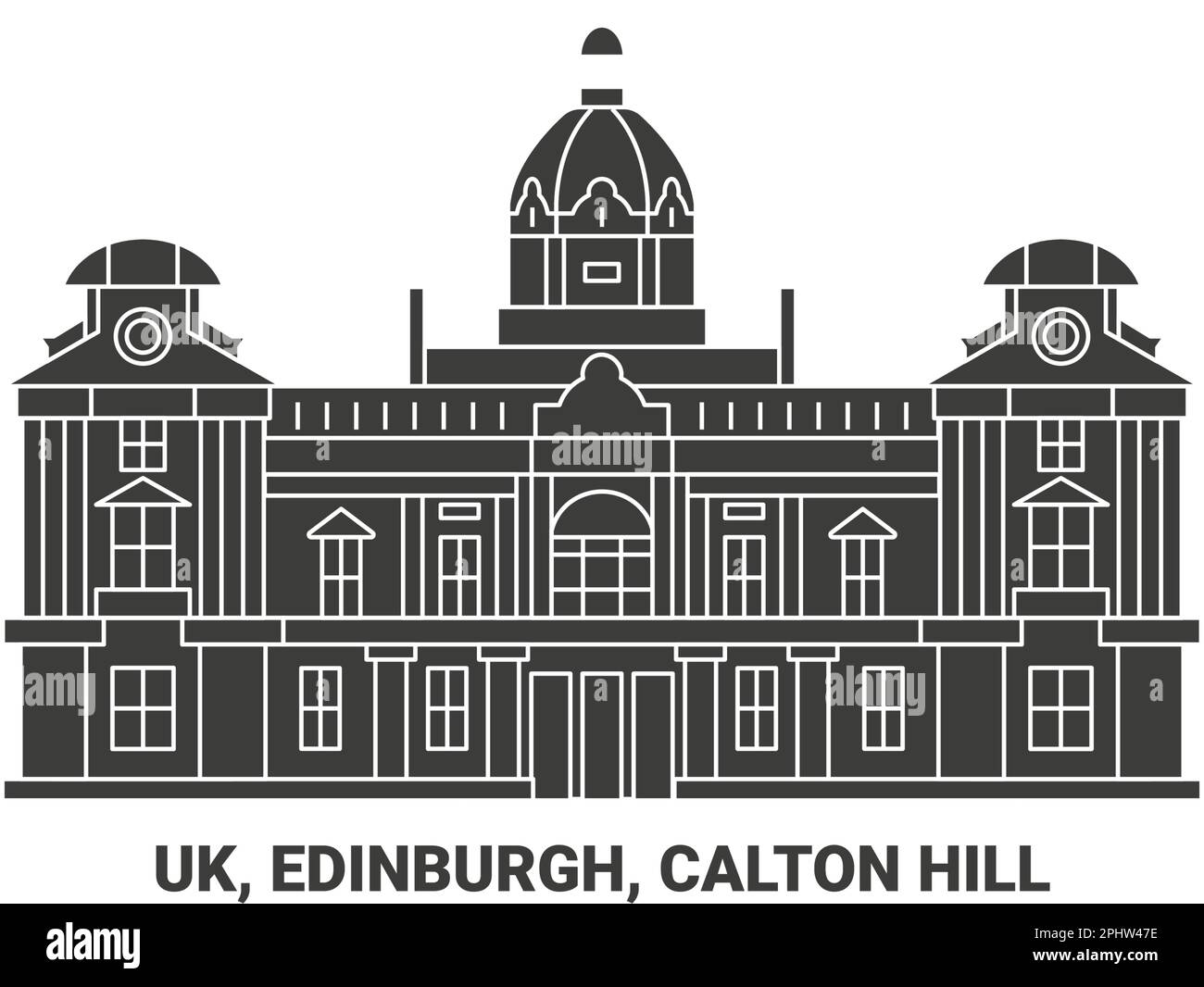 Uk, Edinburgh, Calton Hill, travel landmark vector illustration Stock Vector