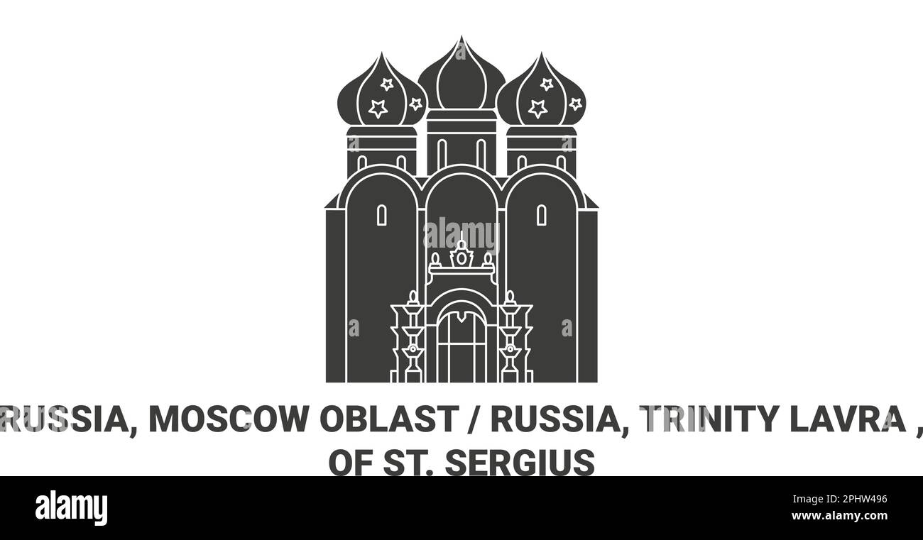 Russia, Moscow Oblast Russia, Trinity Lavra , Of St. Sergius travel landmark vector illustration Stock Vector