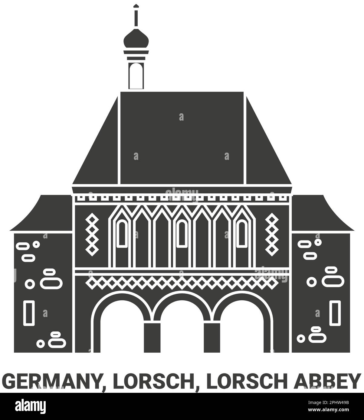 Germany, Lorsch, Lorsch Abbey travel landmark vector illustration Stock Vector