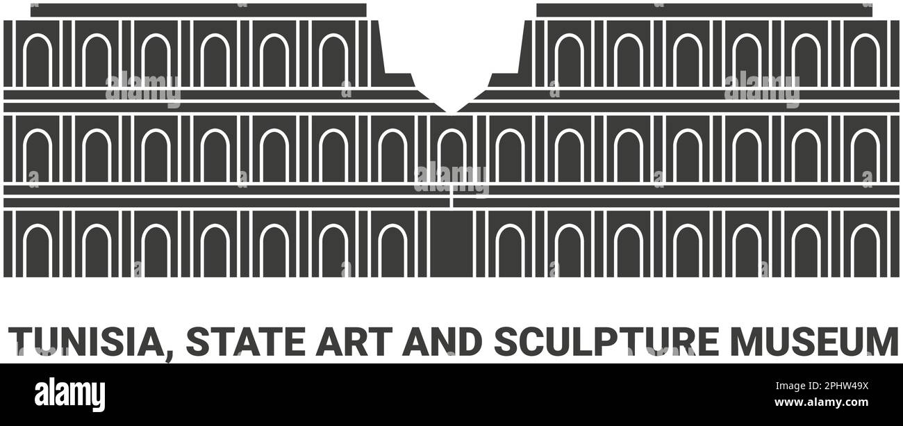 Tunisia, State Art And Sculpture Museum, travel landmark vector illustration Stock Vector