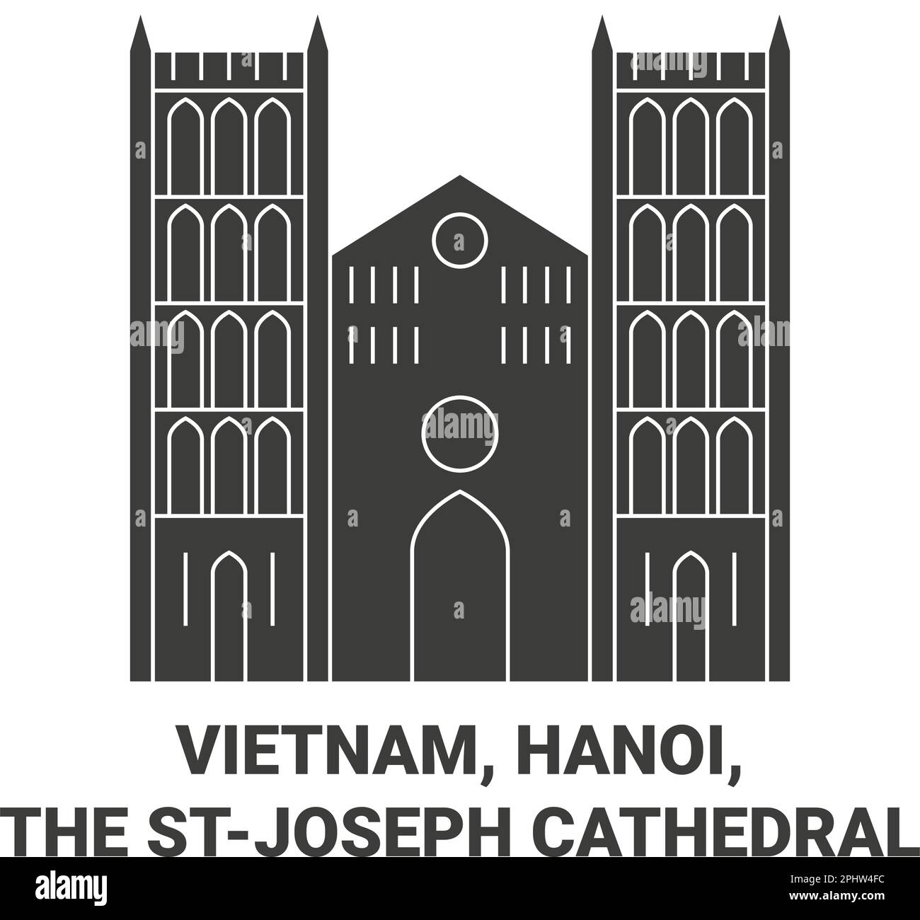 Vietnam, Hanoi, The Stjoseph Cathedral travel landmark vector illustration Stock Vector
