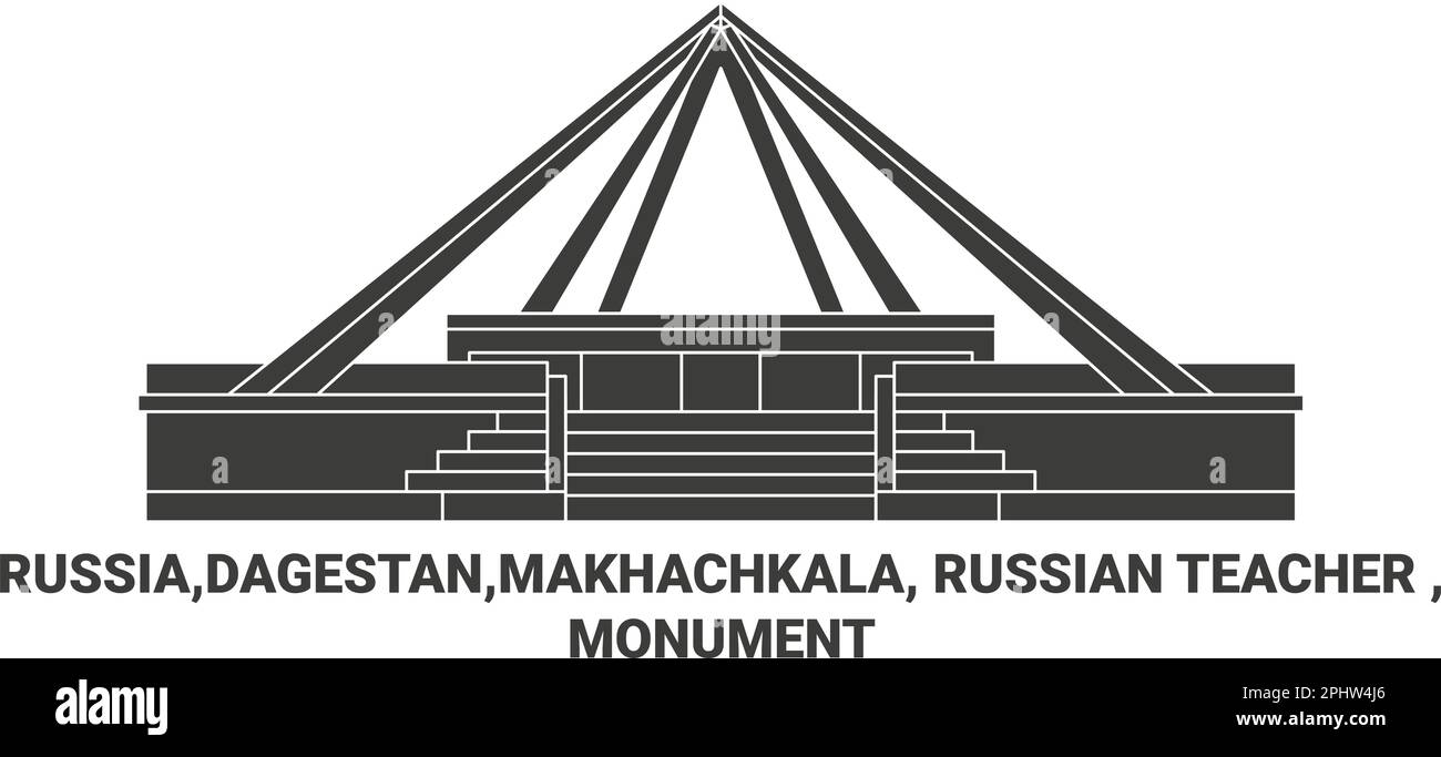 Russia, Dagestan,Makhachkala, Russian Teacher , Monument travel landmark vector illustration Stock Vector