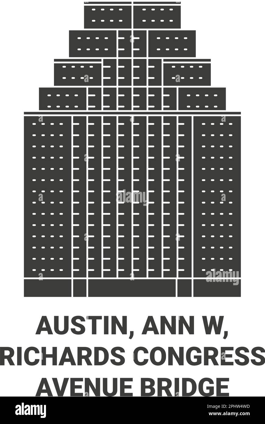 Usa, Austin, Ann W, Richards Congress Avenue Bridge travel landmark vector illustration Stock Vector