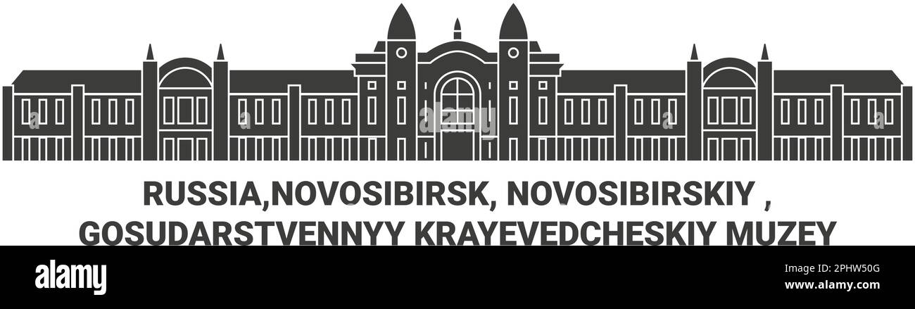 Russia,Novosibirsk, Novosibirskiy , Gosudarstvennyy Krayevedcheskiy Muzey travel landmark vector illustration Stock Vector
