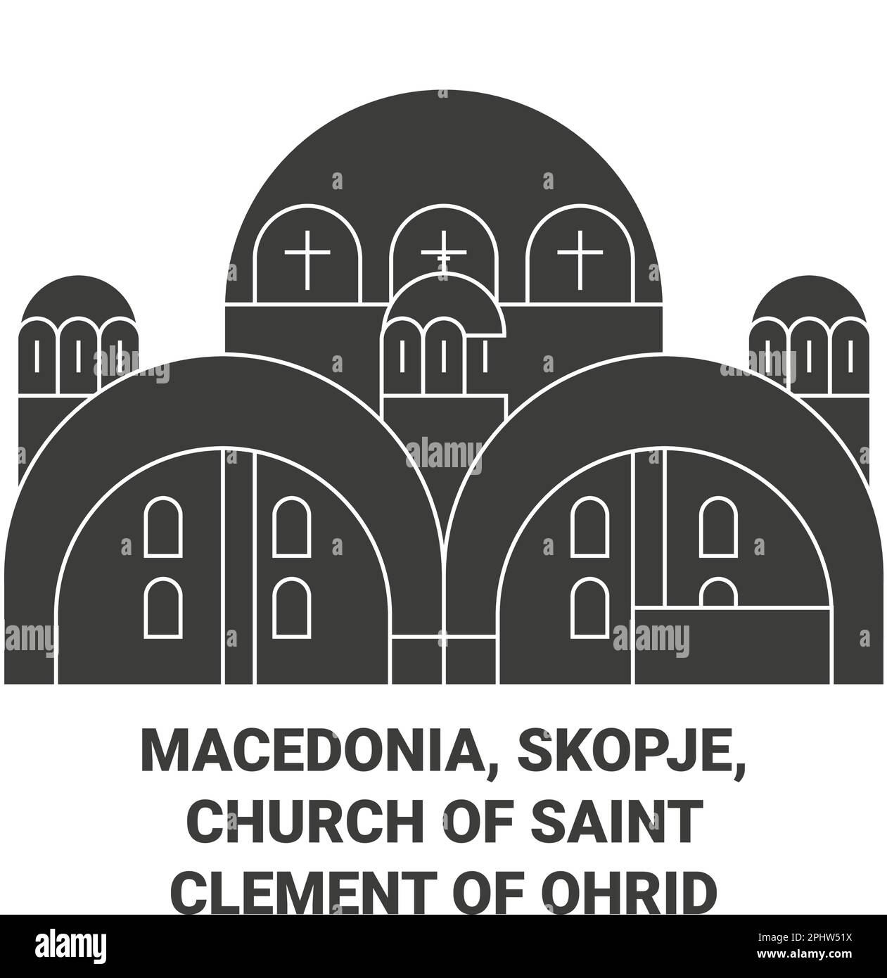 Macedonia, Skopje, Church Of Saint Clement Of Ohrid travel landmark vector illustration Stock Vector