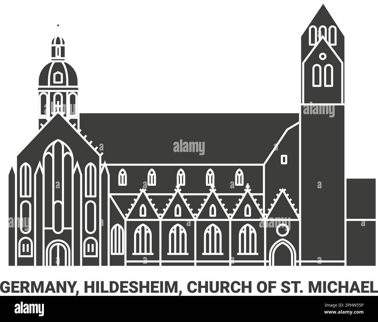 Germany, Hildesheim, Church Of St. Michael travel landmark vector illustration Stock Vector
