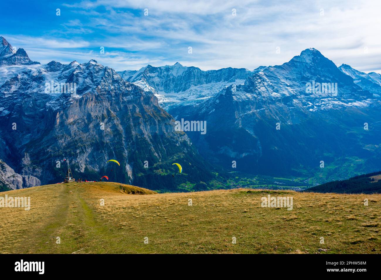 Panorama of the Alps over Grindelwald village in Switzerland Stock ...