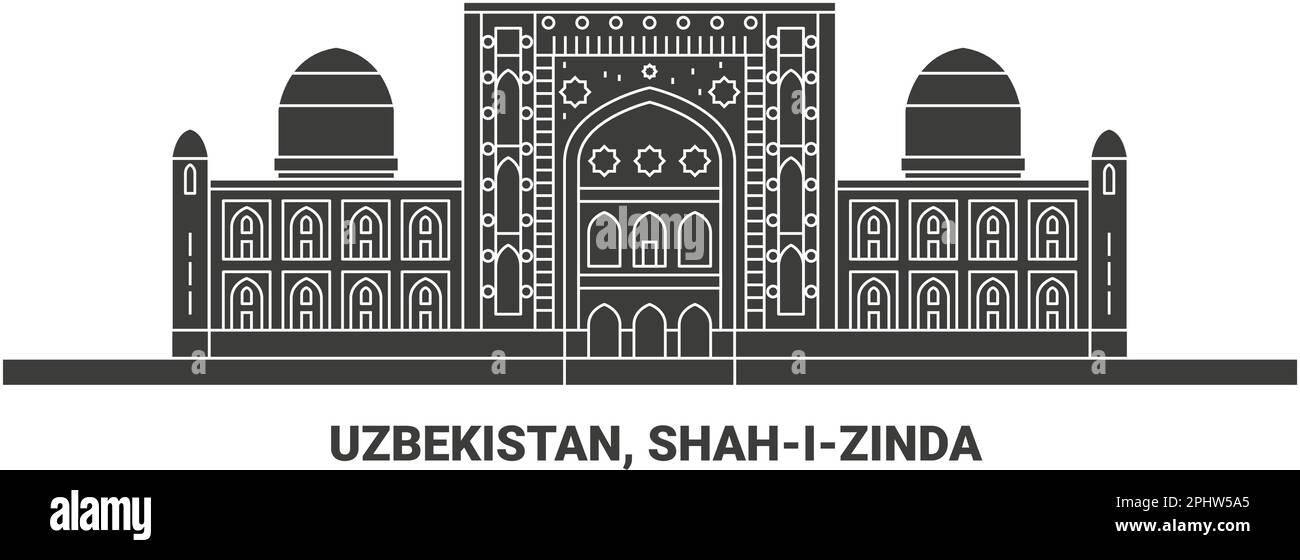 Uzbekistan, Shahizinda, travel landmark vector illustration Stock Vector