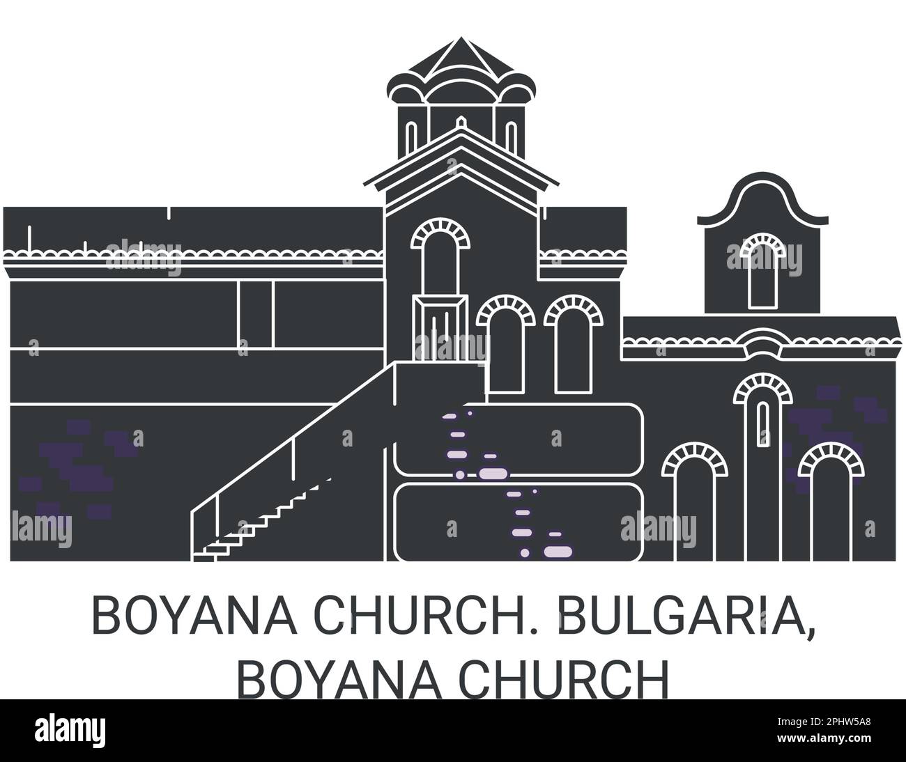 Bulgaria, Boyana Church travel landmark vector illustration Stock Vector
