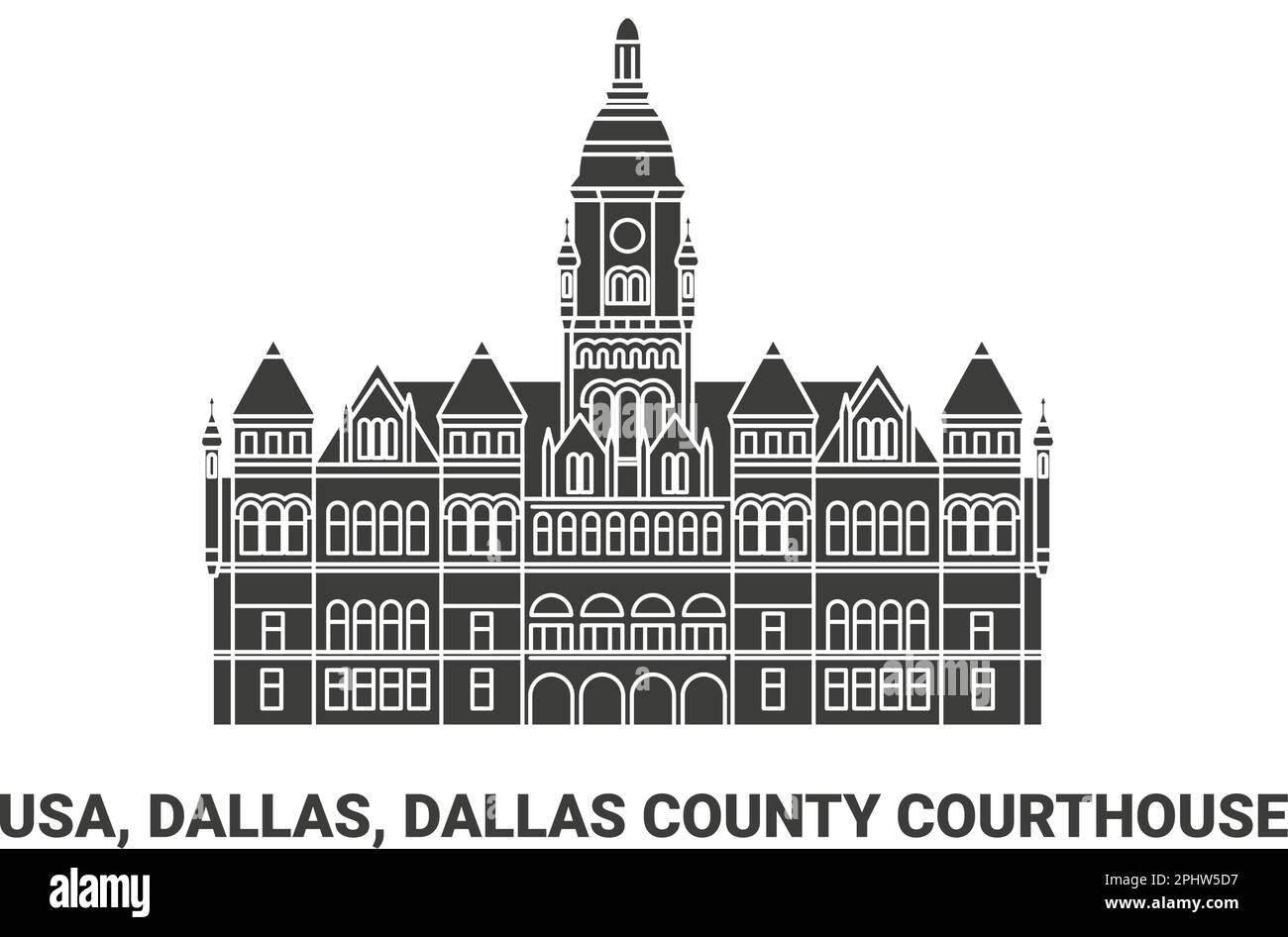 Usa, Dallas, Dallas County Courthouse, travel landmark vector illustration Stock Vector