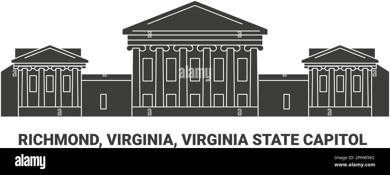 United States, Richmond, Virginia, Virginia State Capitol, travel landmark vector illustration Stock Vector