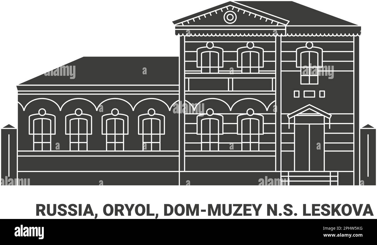 Russia, Oryol, Dommuzey N.S. Leskova, travel landmark vector illustration Stock Vector