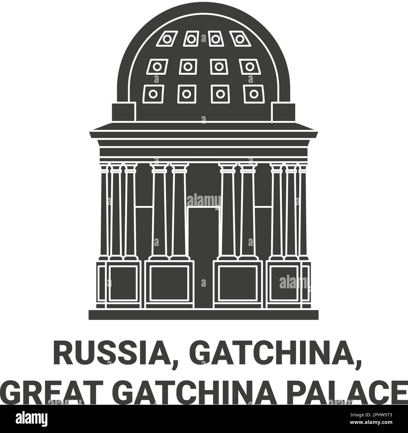 Russia, Gatchina, Great Gatchina Palace travel landmark vector illustration Stock Vector