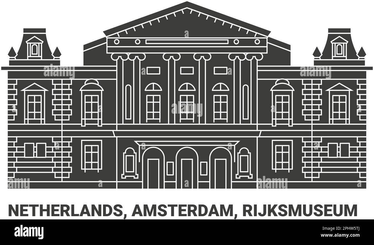 Netherlands, Amsterdam, Rijksmuseum, travel landmark vector illustration Stock Vector