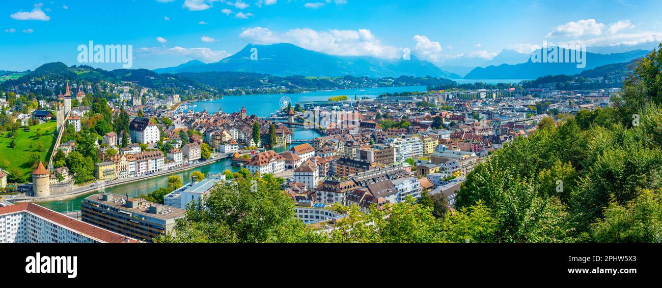 Panorama view of Luzern from Gütsch palace. Stock Photo
