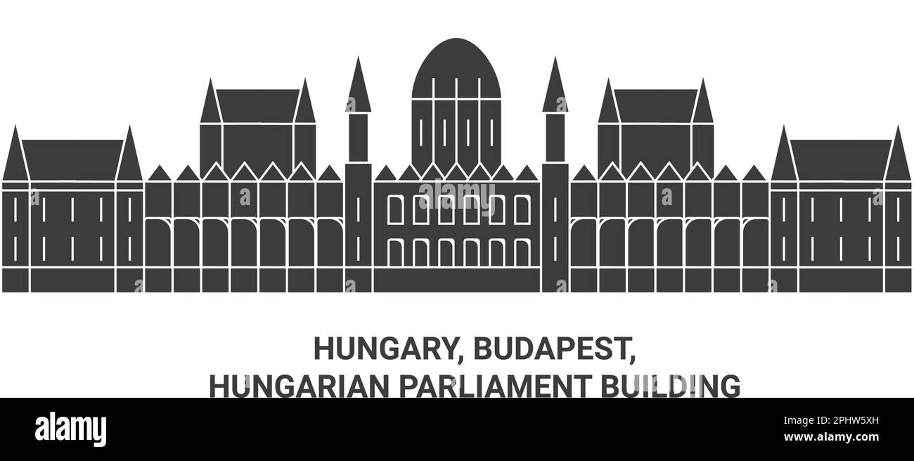 Hungary, Budapest, Hungarian Parliament Building travel landmark vector illustration Stock Vector