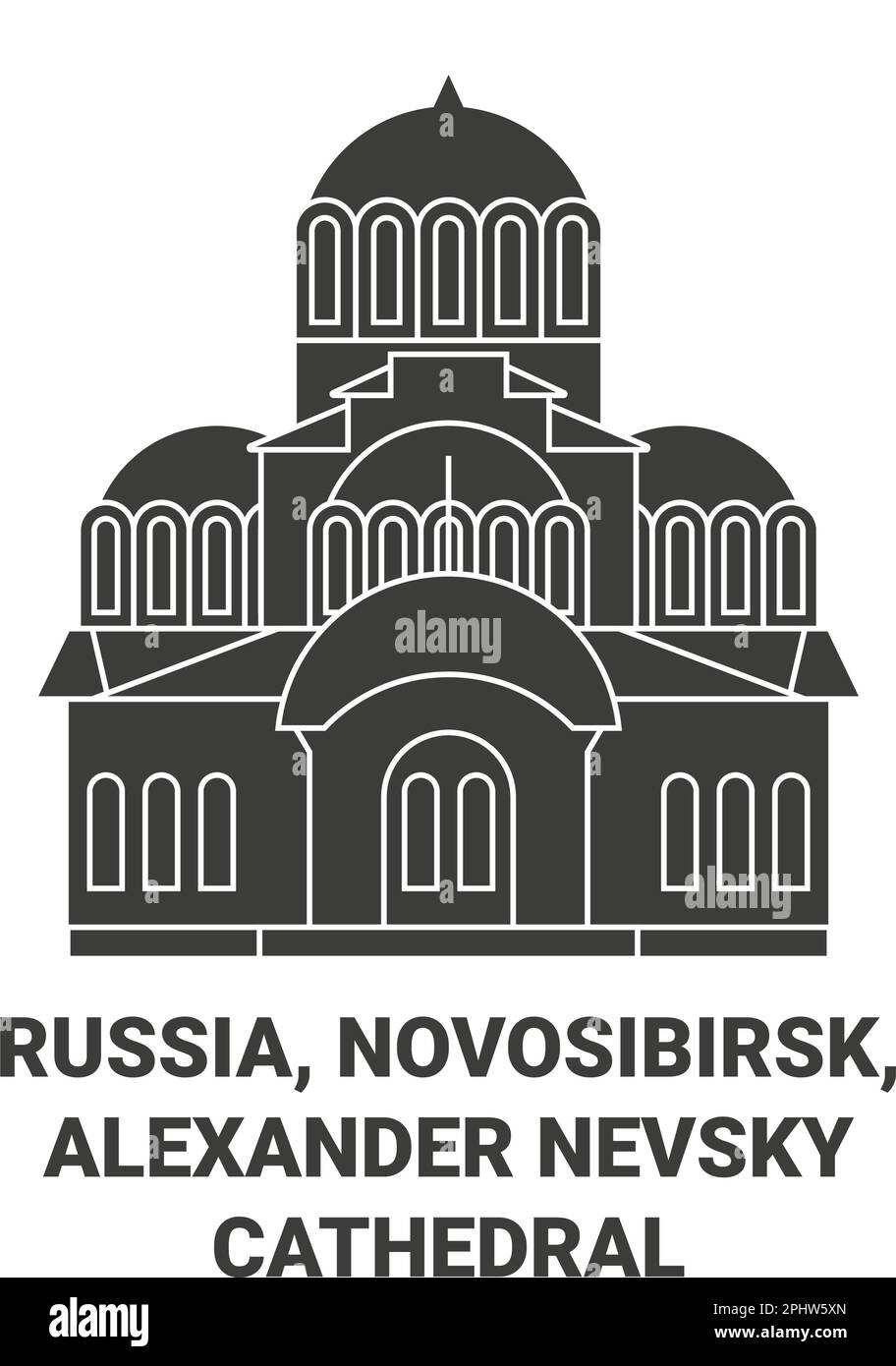 Russia, Novosibirsk, Alexander Nevsky Cathedral travel landmark vector illustration Stock Vector