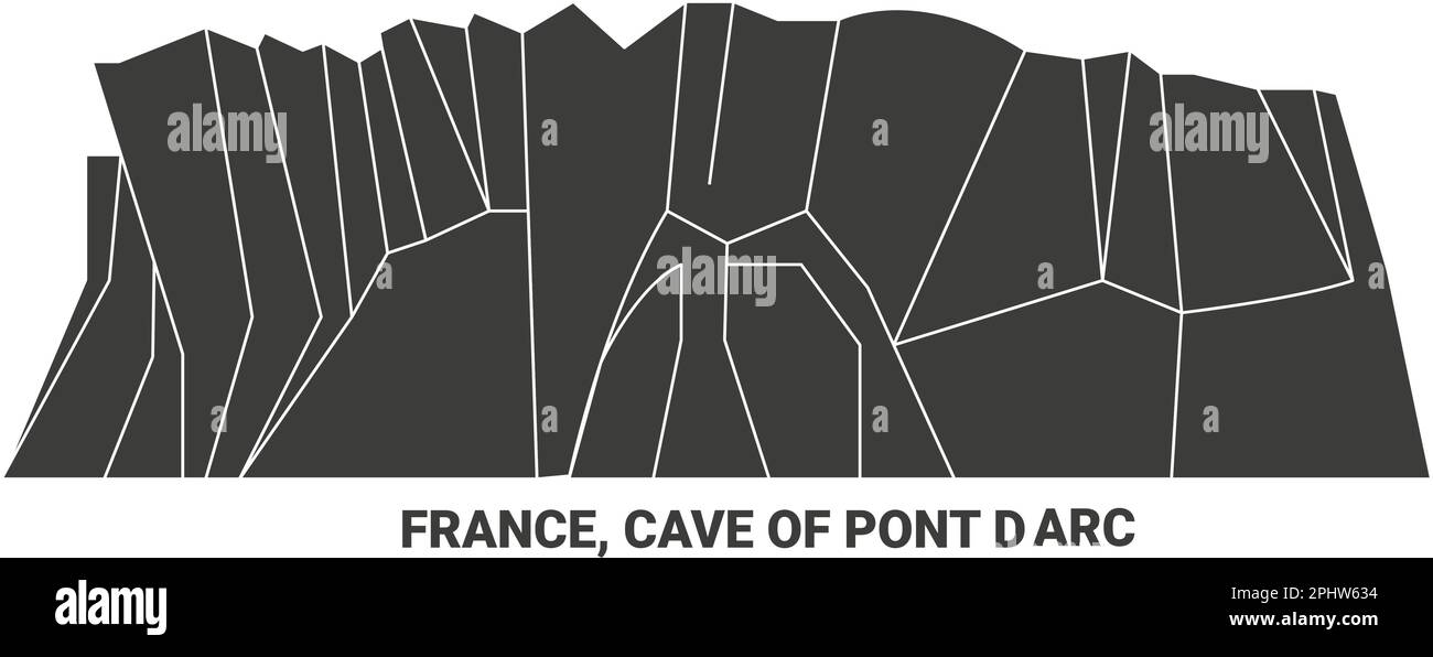 France, Cave Of Pont D, Arc travel landmark vector illustration Stock Vector