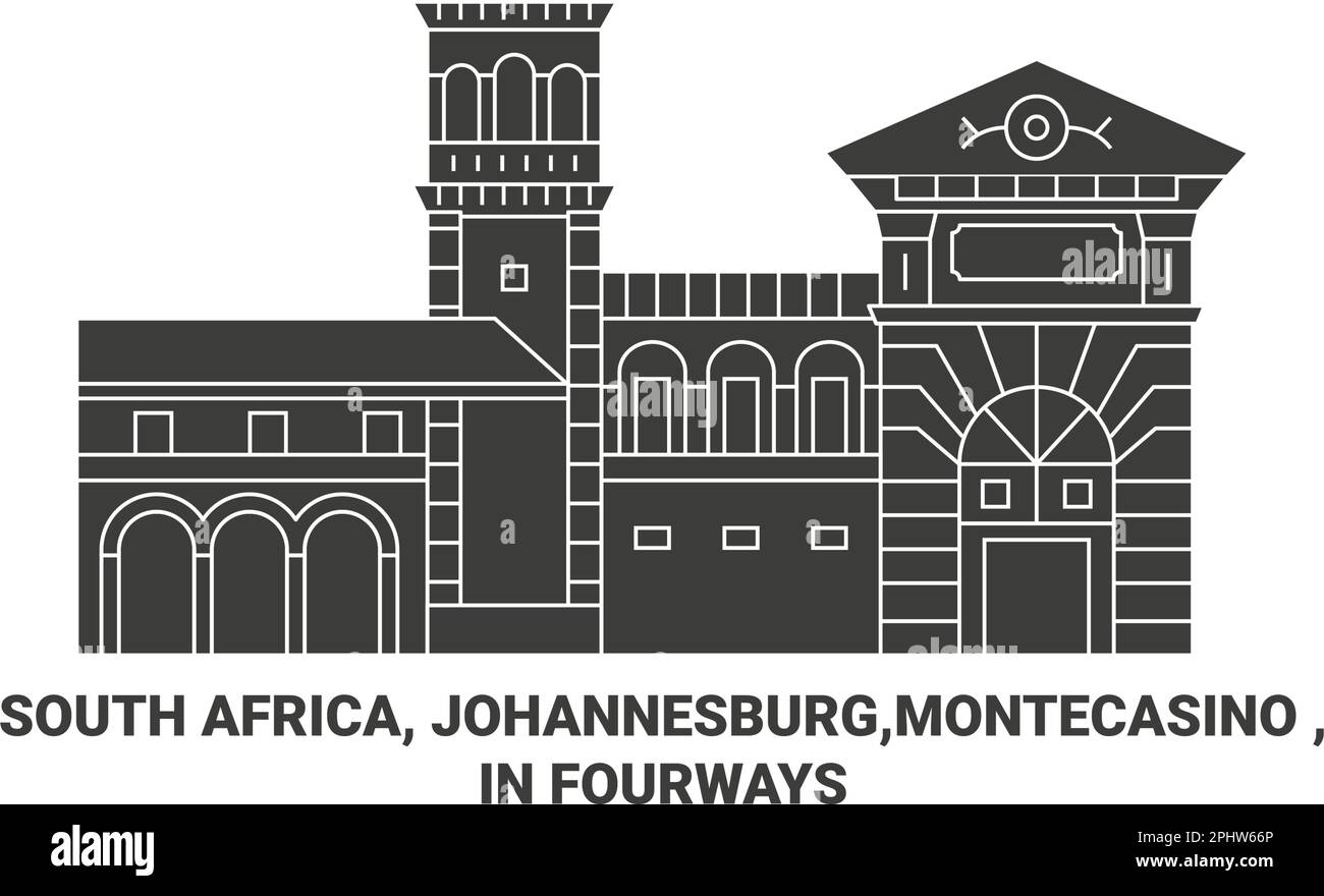 South Africa, Johannesburg,Montecasino , In Fourways travel landmark vector illustration Stock Vector