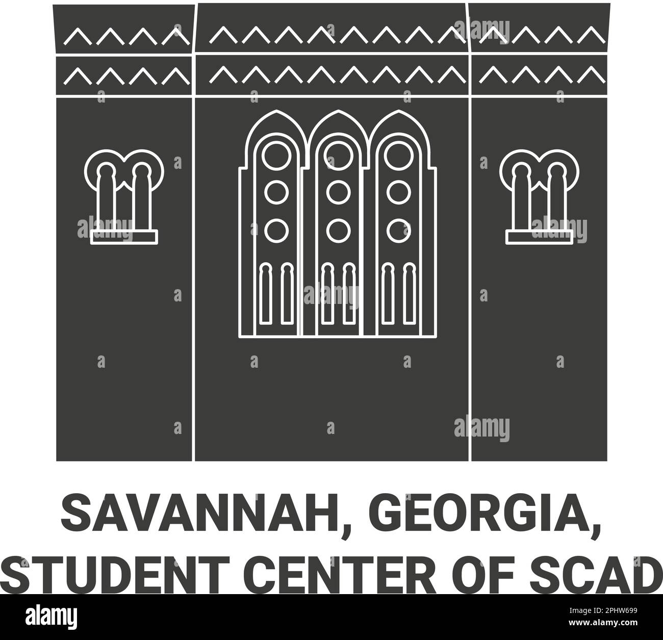 United States, Savannah, Georgia, Student Center Of Scad travel landmark vector illustration Stock Vector