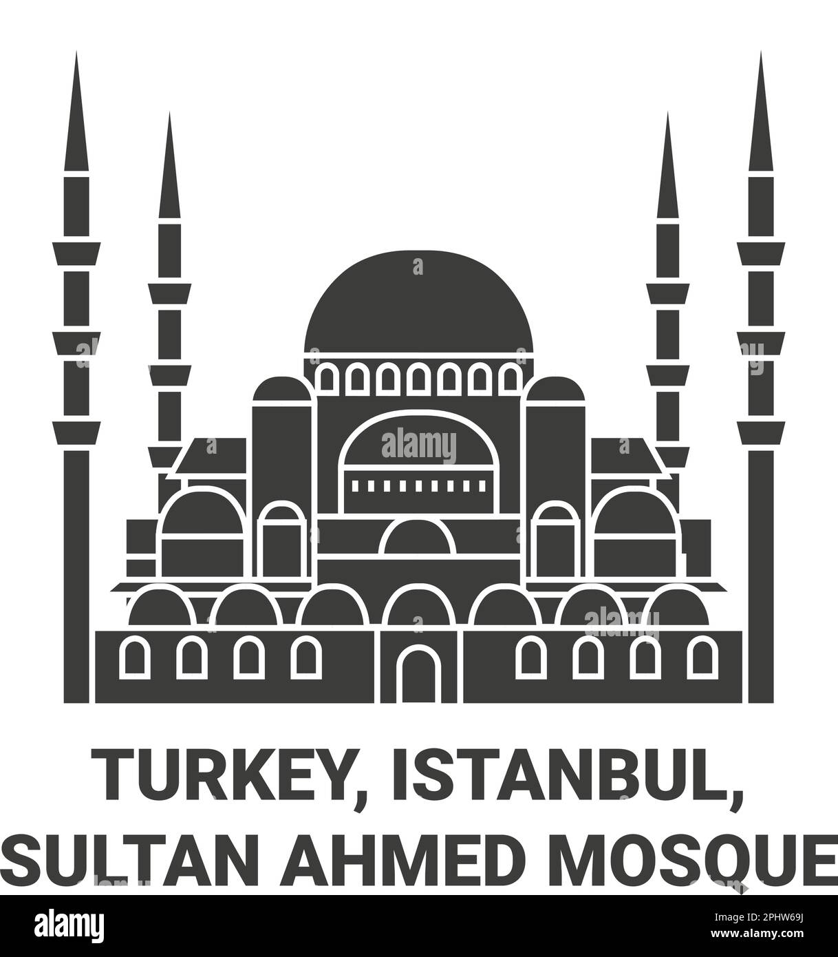 Turkey, Istanbul, Sultan Ahmed Mosque travel landmark vector illustration Stock Vector