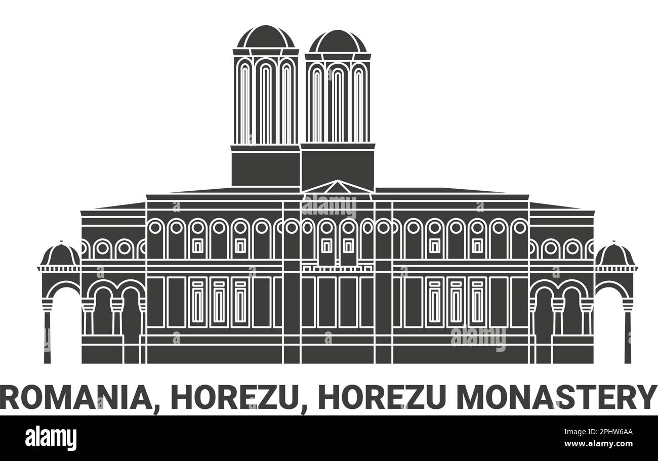Romania, Horezu, Horezu Monastery travel landmark vector illustration Stock Vector