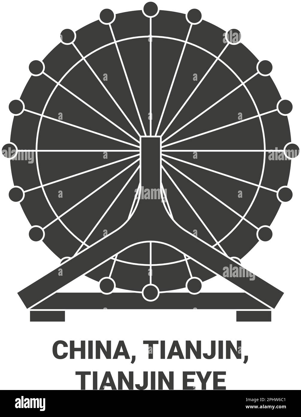 China, Tianjin, Tianjin Eye travel landmark vector illustration Stock Vector