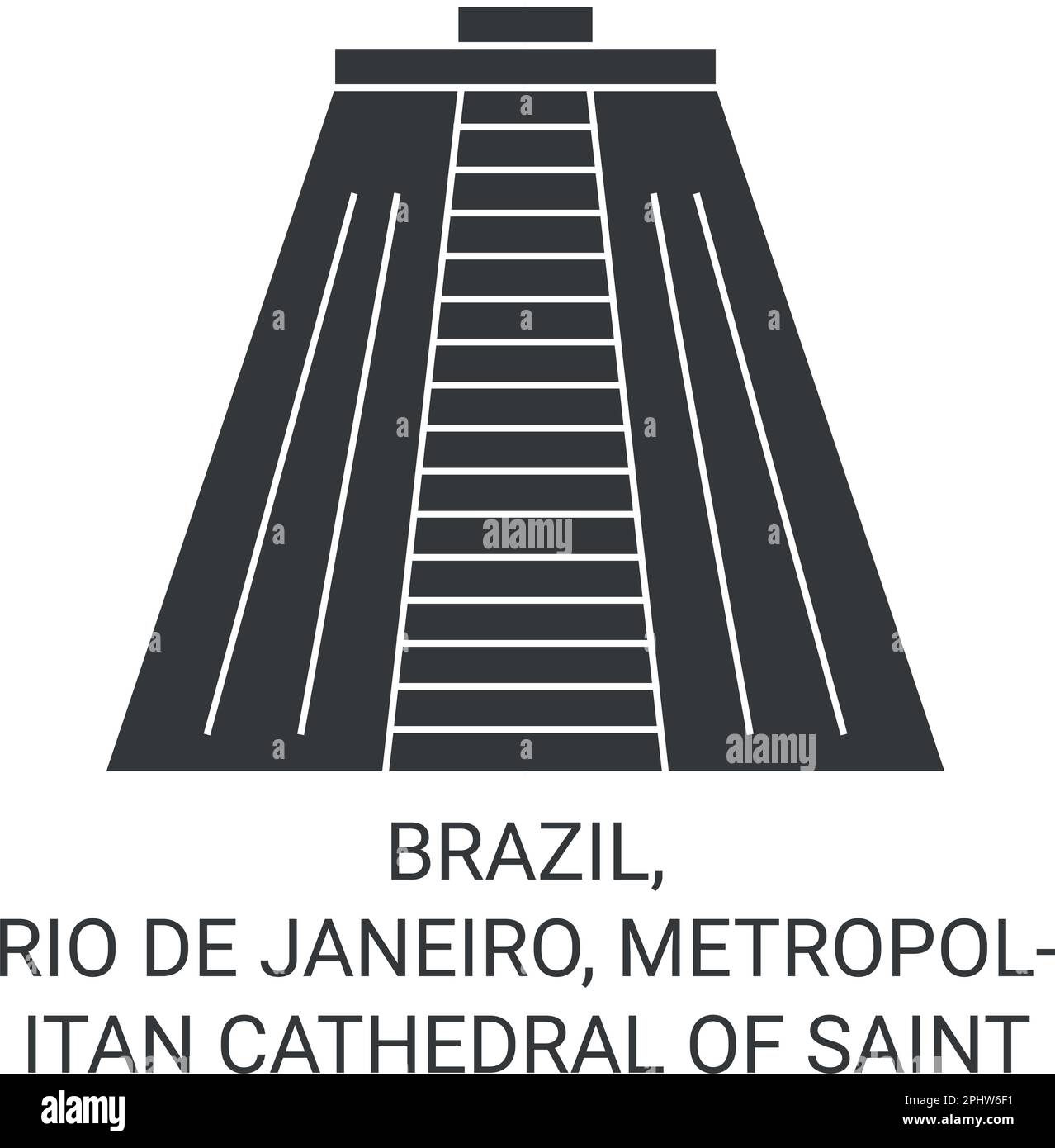Brazil, Rio De Janeiro, Metropolitan Cathedral Of Saint Sebastian travel landmark vector illustration Stock Vector