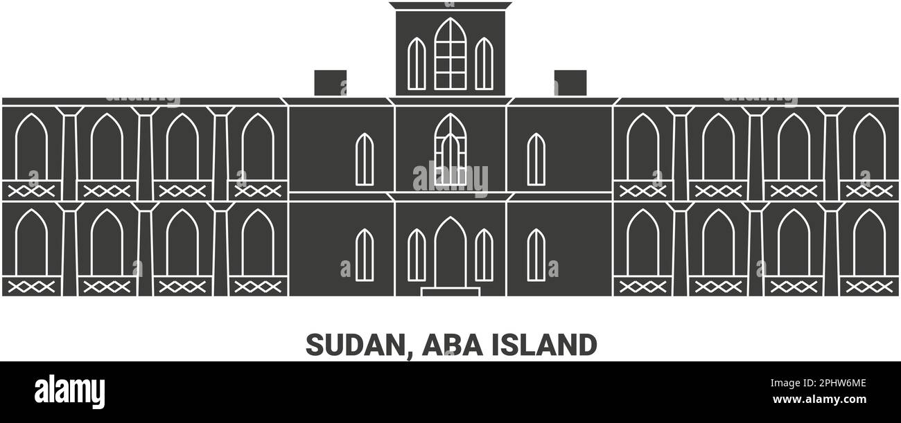Sudan, Aba Island, travel landmark vector illustration Stock Vector