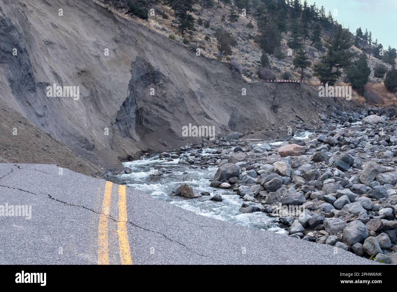 Yellowstone National Park; North Entrance road damage; Record floods in