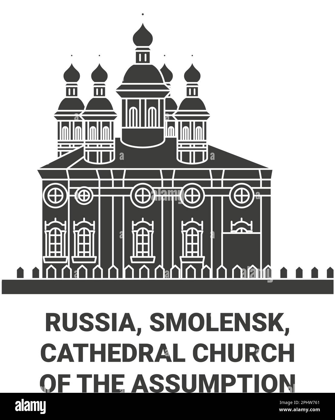 Russia, Smolensk, Cathedral Church Of The Assumption travel landmark vector illustration Stock Vector