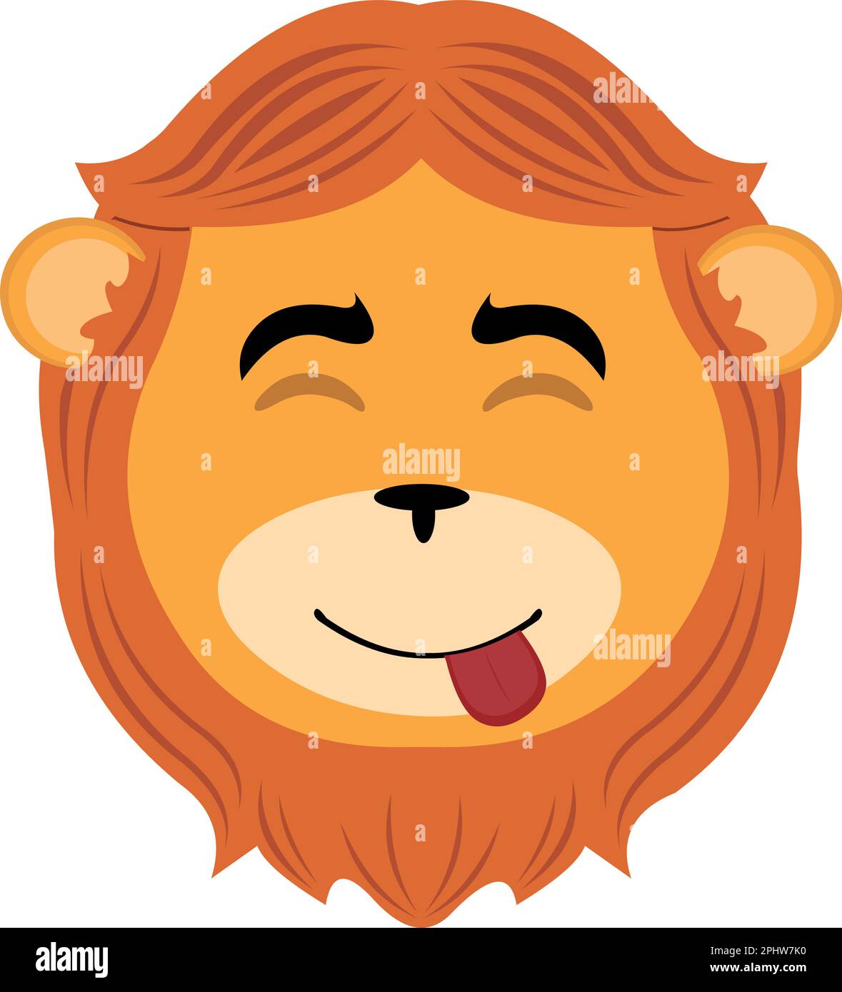 vector illustration face of a cartoon lion with a yummy expression how
