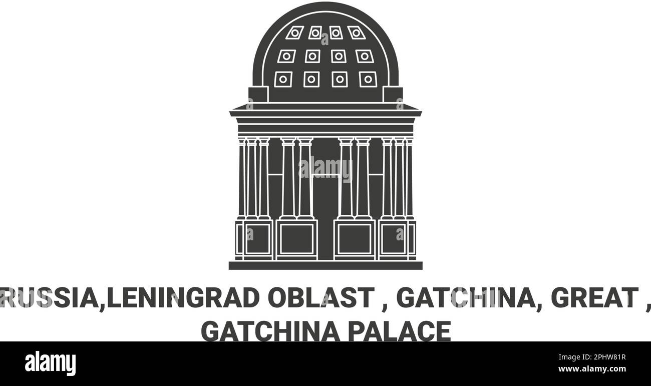 Russia,Leningrad Oblast Gatchina, Great , Gatchina Palace travel landmark vector illustration Stock Vector