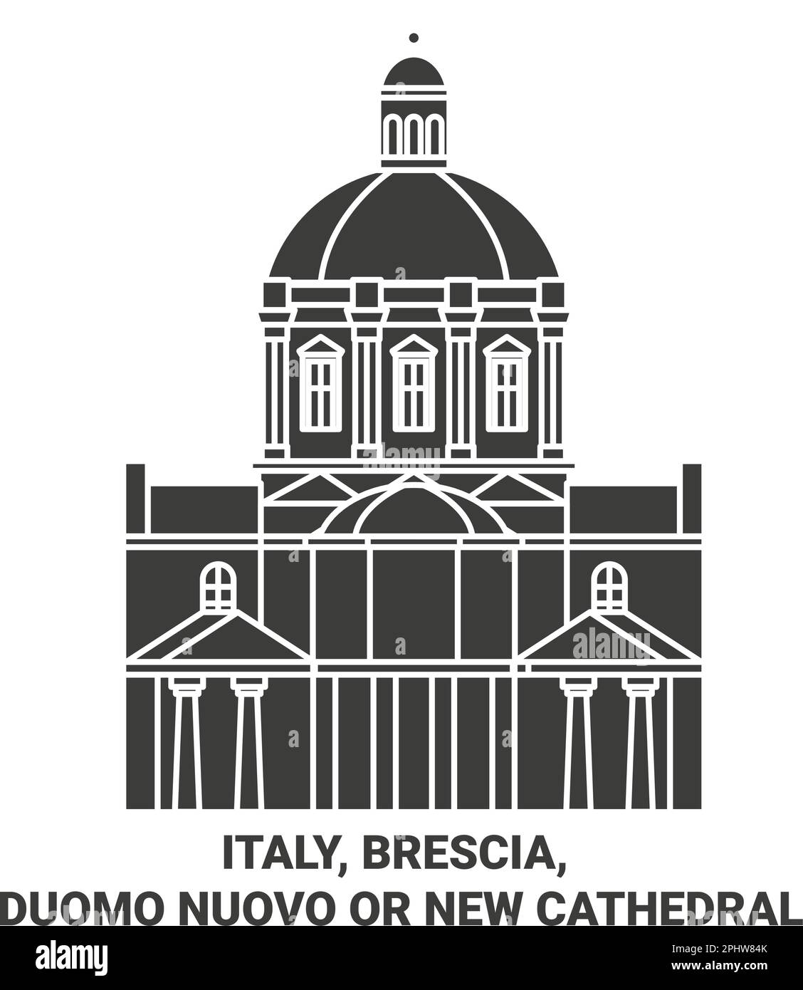 Italy, Brescia, Duomo Nuovo Or New Cathedral travel landmark vector illustration Stock Vector