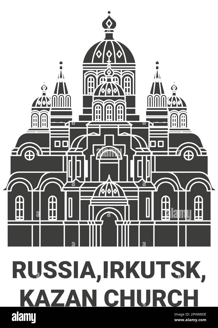 Russia,Irkutsk, Kazan Church travel landmark vector illustration Stock Vector