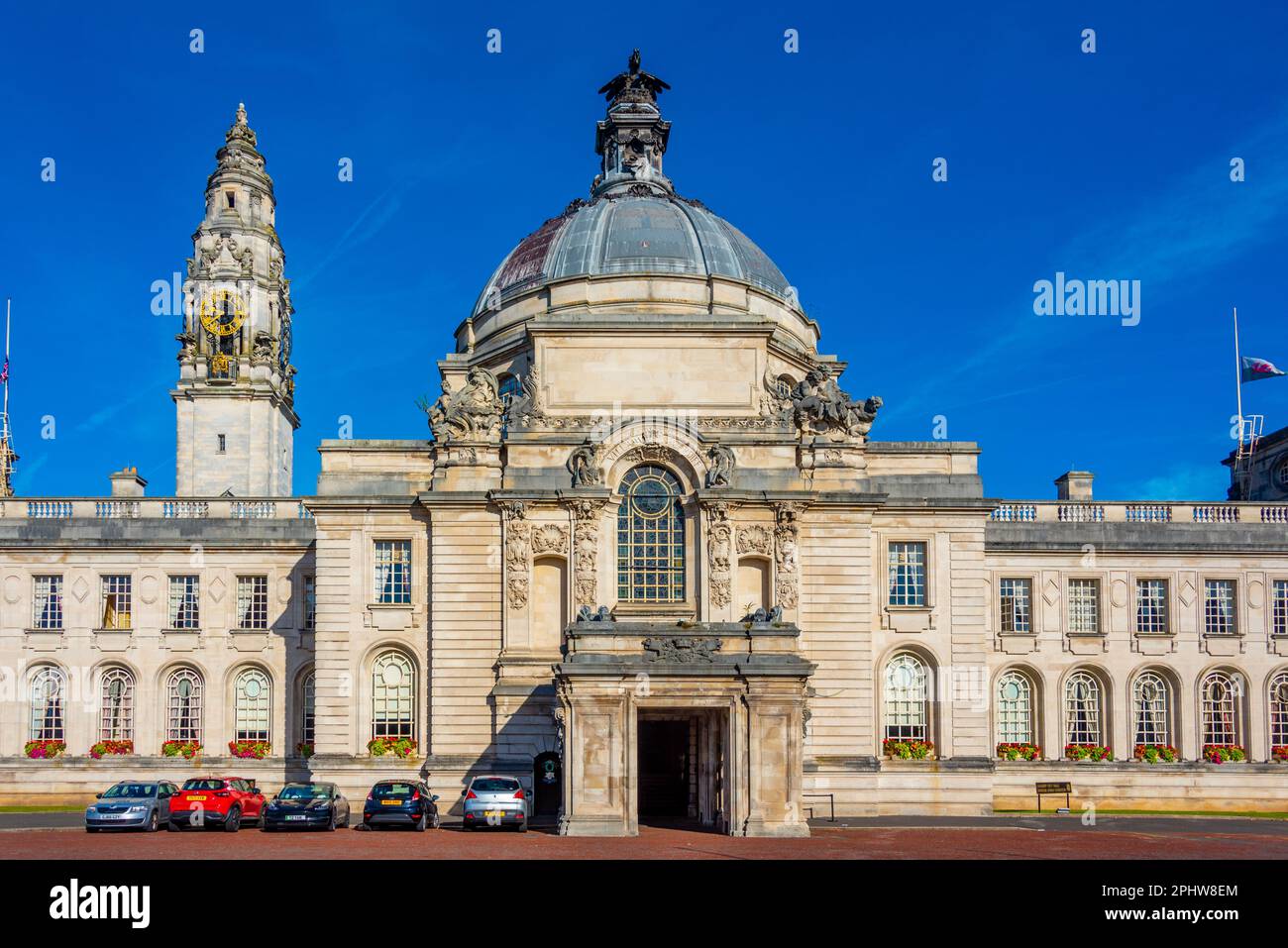 View of Cardiff City Hall in Wales. Stock Photo