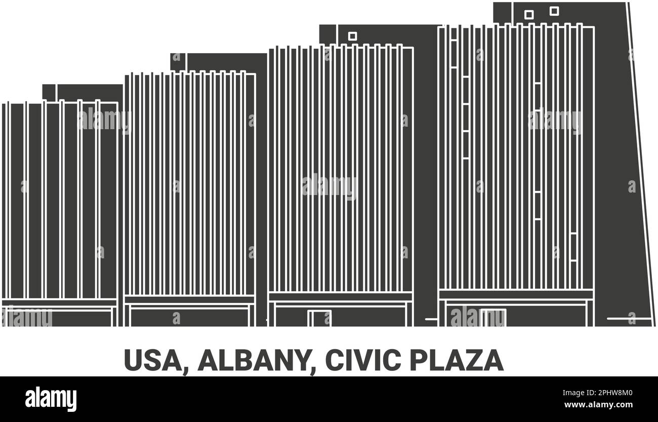 Usa, Albany, Civic Plaza, travel landmark vector illustration Stock Vector