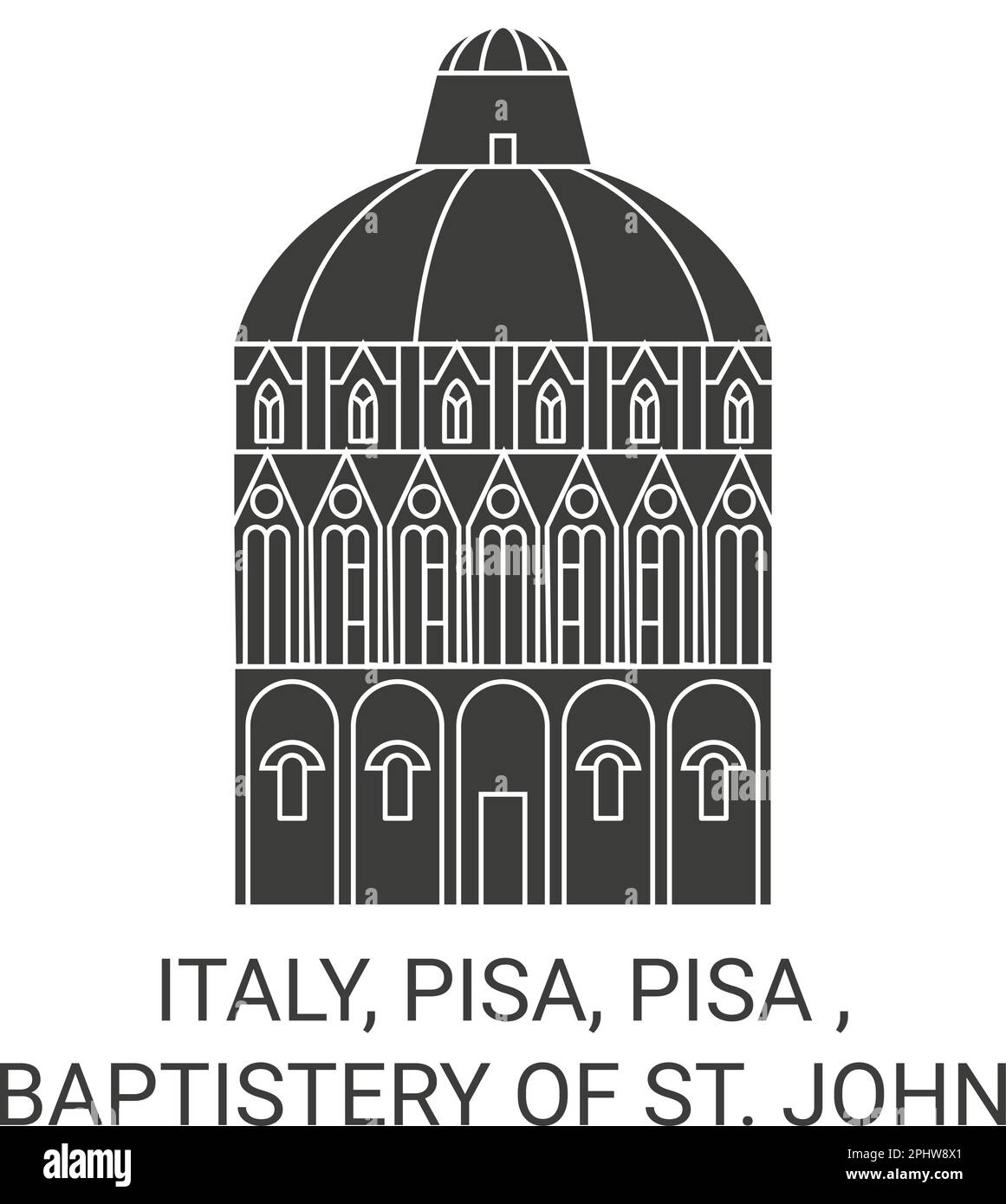 Italy, Pisa, Pisa , Baptistery Of St. John travel landmark vector illustration Stock Vector