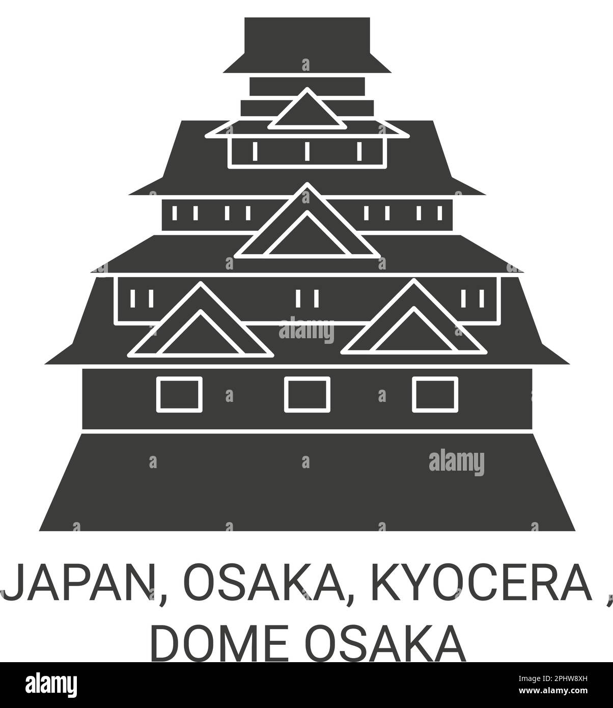 Japan, Osaka, Kyocera , Dome Osaka travel landmark vector illustration Stock Vector