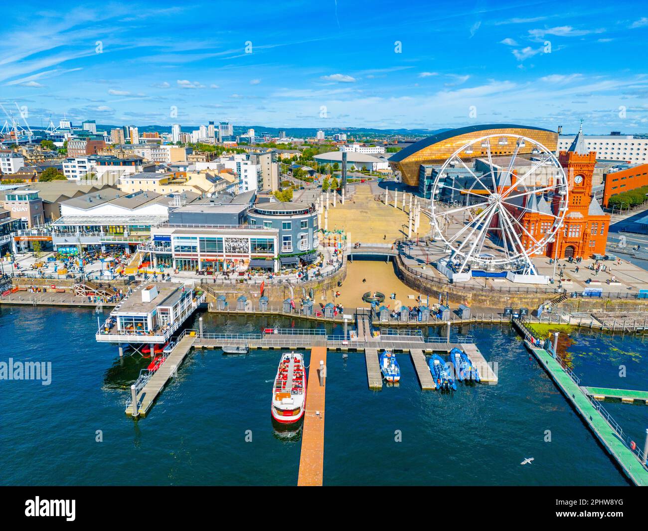 Panorama view of Cardiff bay in Wales Stock Photo - Alamy