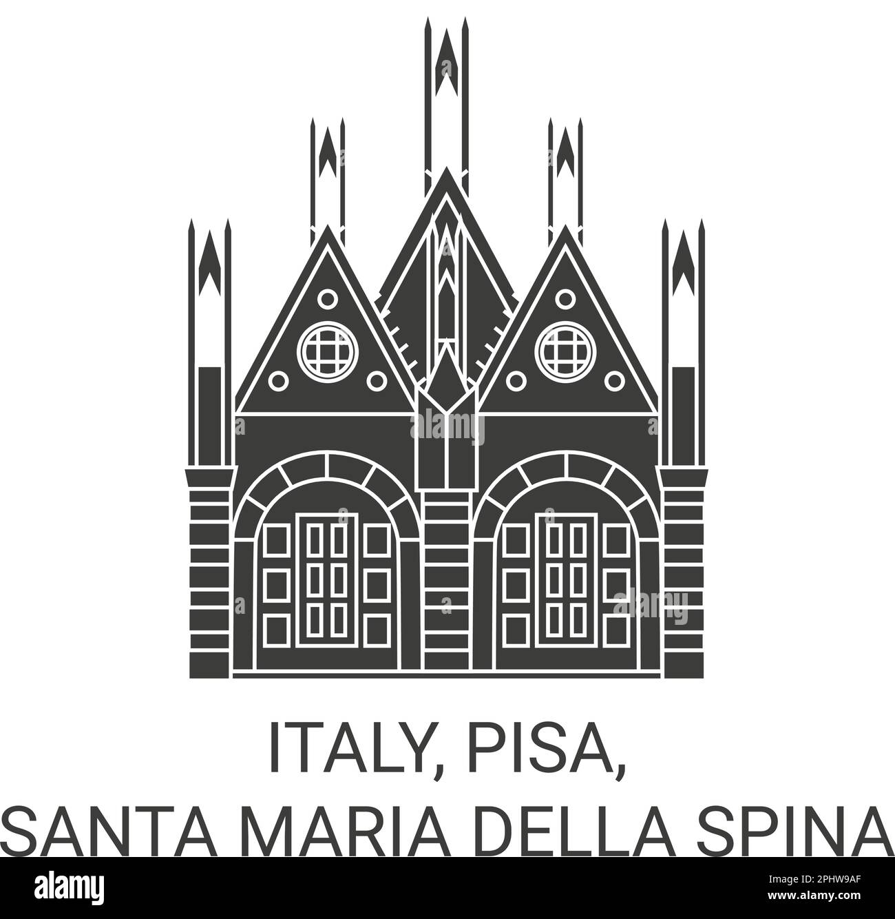 Italy, Pisa, Santa Maria Della Spina travel landmark vector illustration Stock Vector