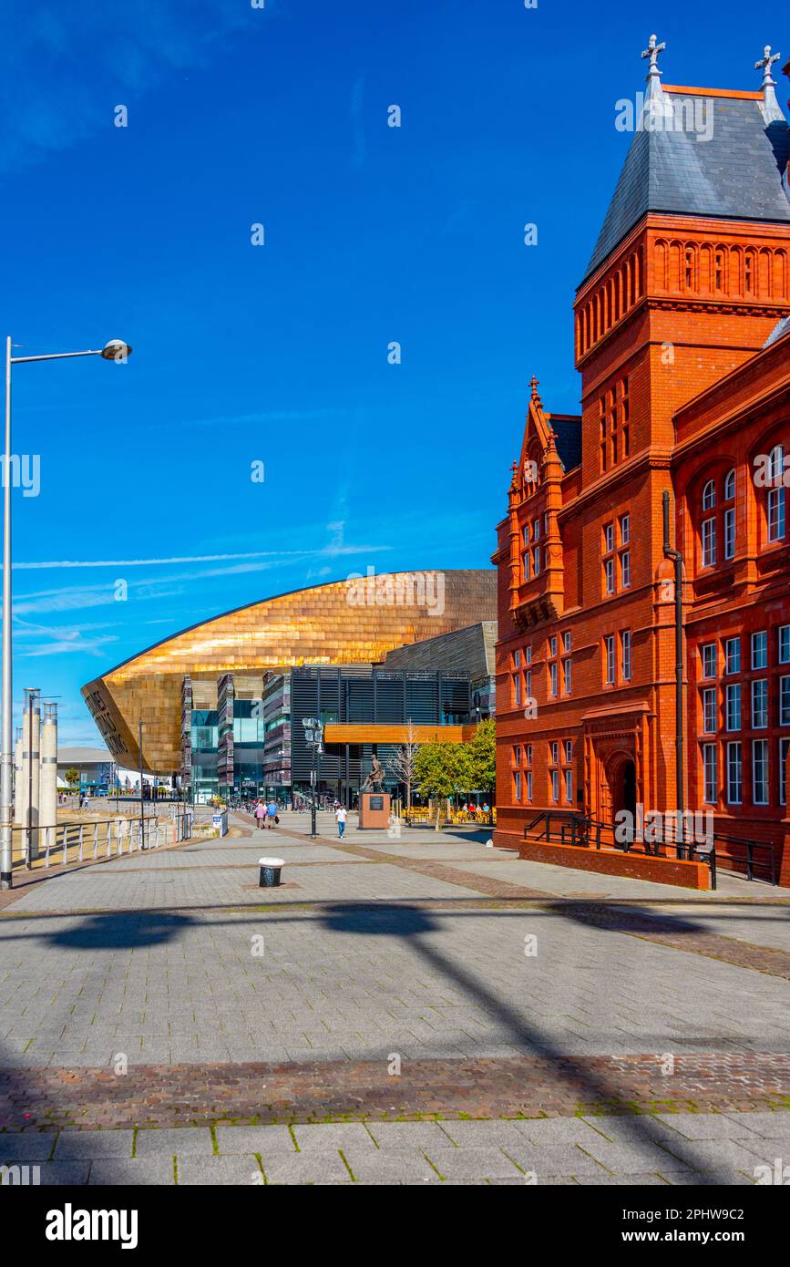 Roald Dahl Plass and Wales Millennium Centre at Welsh capital Cardiff