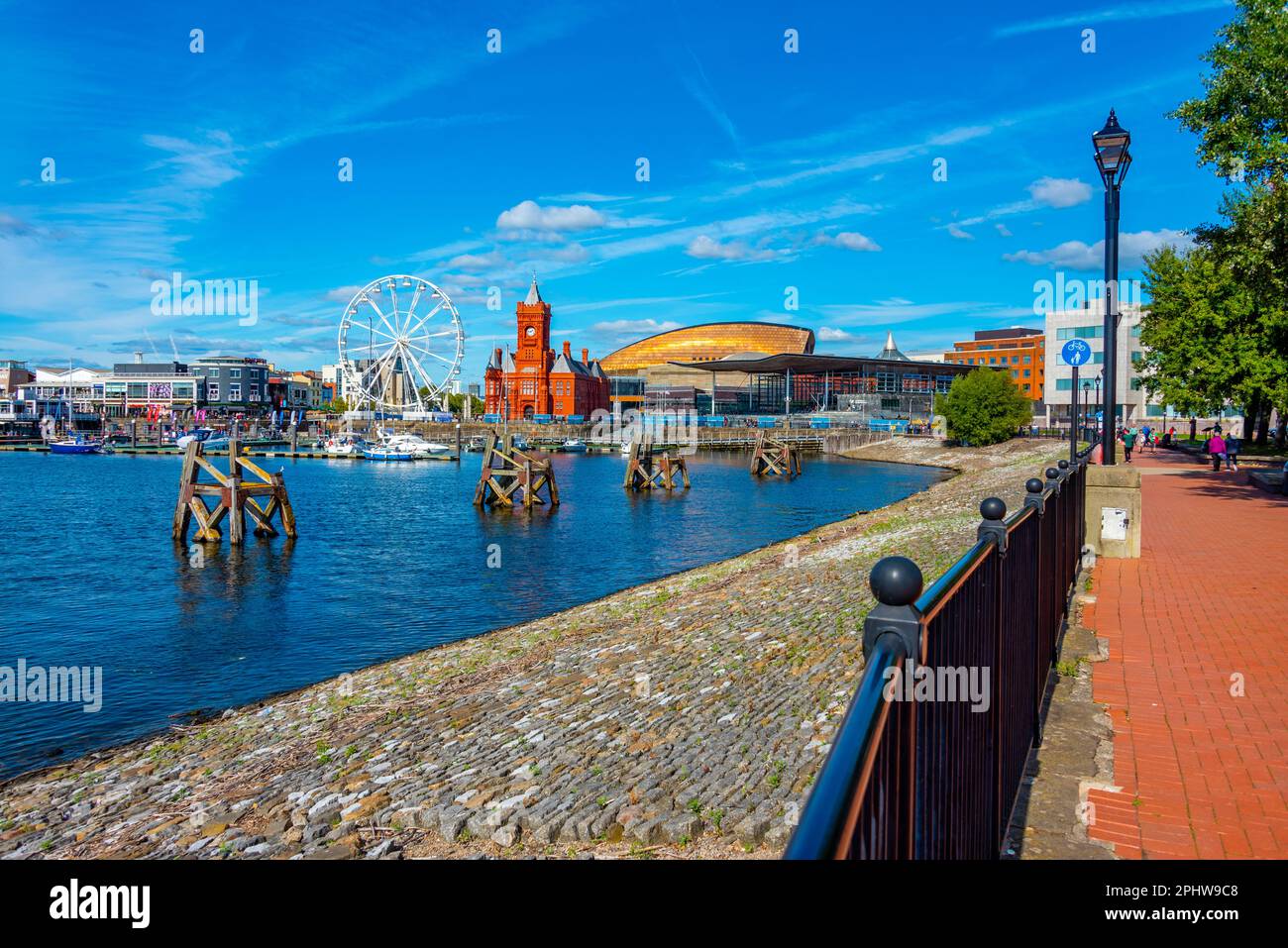 Skyline of Cardiff bay in Wales, UK. Stock Photo