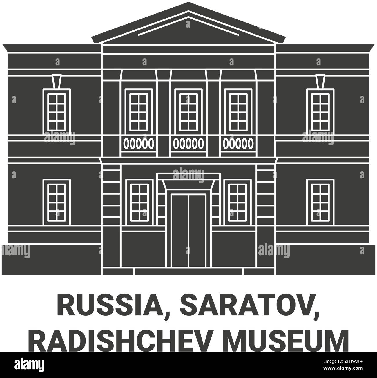 Russia, Saratov, Radishchev Museum travel landmark vector illustration Stock Vector