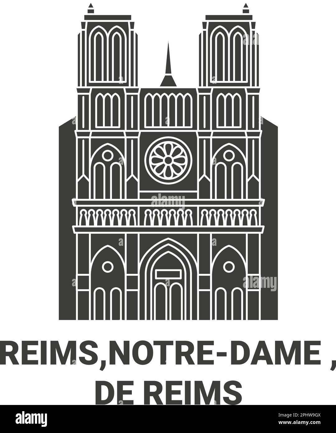 France, Reims,Notredame , De Reims travel landmark vector illustration Stock Vector