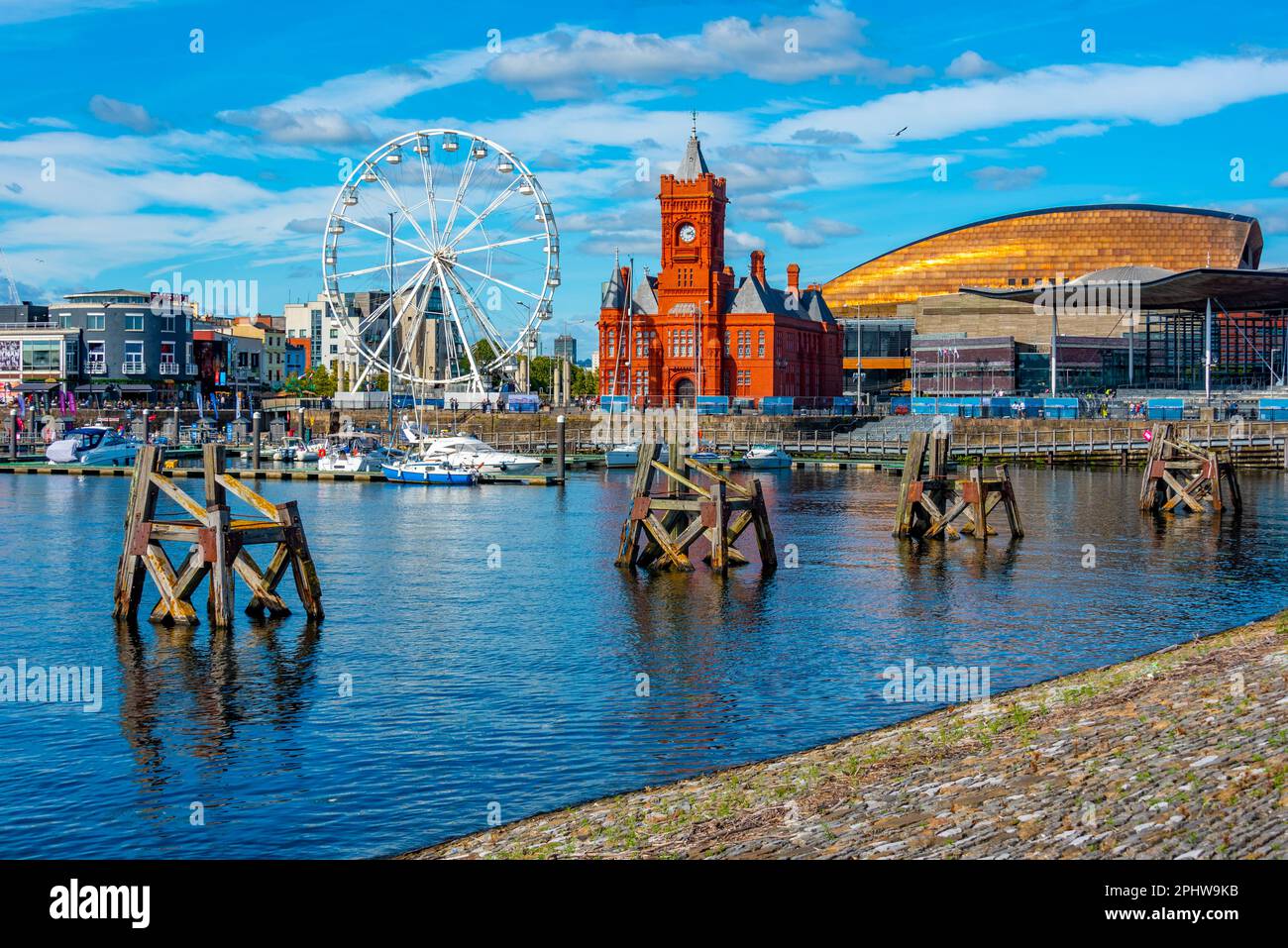 Skyline of Cardiff bay in Wales, UK. Stock Photo