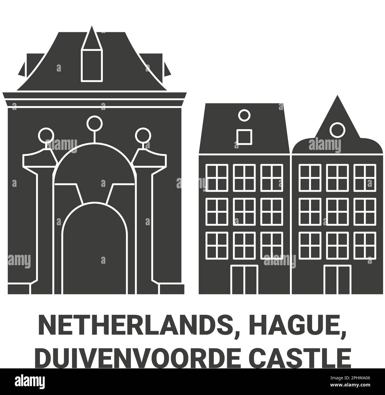Netherlands, Hague, Duivenvoorde Castle travel landmark vector illustration Stock Vector